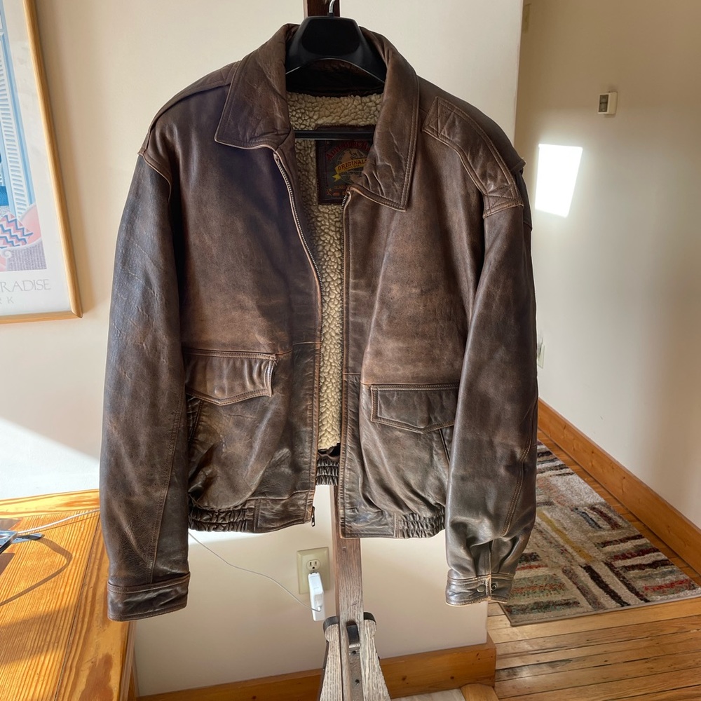Vintage leather bomber jacket